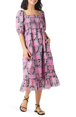 NIC+ZOE Petal Patch Smocked Midi Dress Pink Multi at Nordstrom,