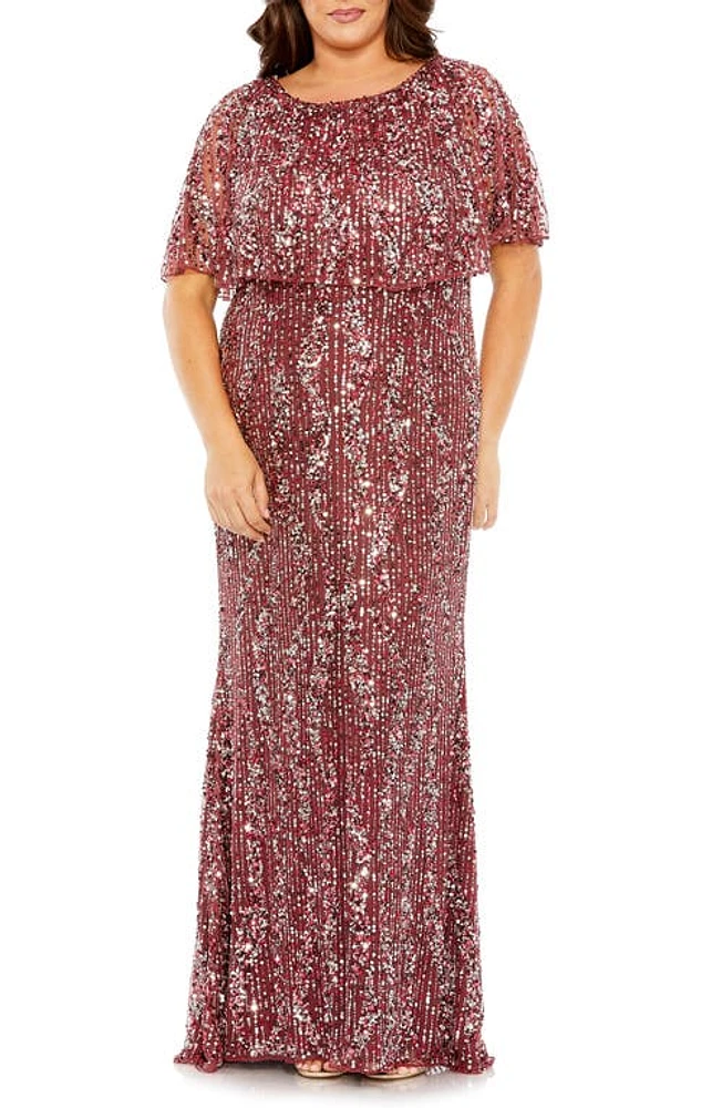 FABULOUSS BY MAC DUGGAL Sequin Popover Column Gown at Nordstrom,