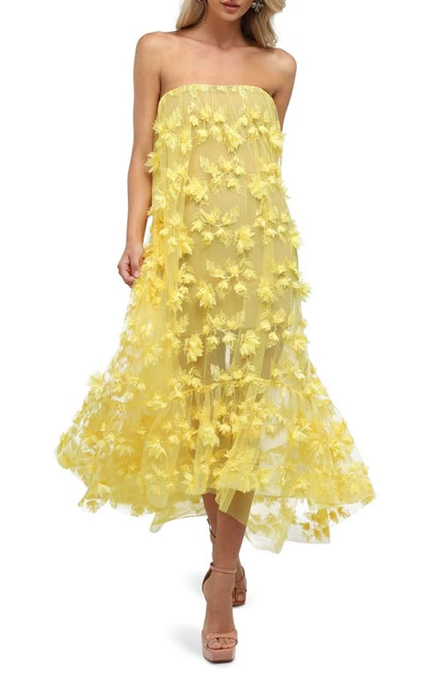 Nordstrom HELSI Athena Strapless Gown Canary Yellow at Nordstrom, | The Summit Nordstrom HELSI Athena Strapless Gown Canary Yellow at Nordstrom, | The Summit