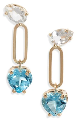 Poppy Finch Heart Topaz Drop Earrings in 14Kyg at Nordstrom