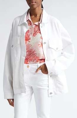 Versace Barocco Sea Oversize Denim Jacket White Multicolor at Nordstrom, Us