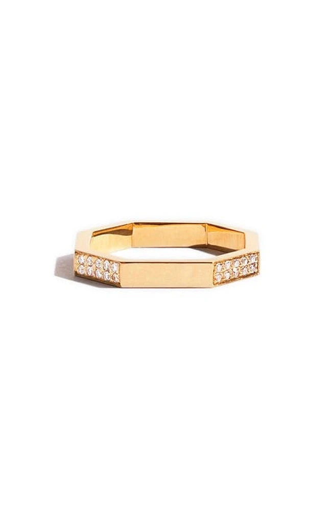 JEM Paris Octogone Simple Pavé Lab Created Diamond Band 18K Yellow Gold/Lab Diamonds at Nordstrom,