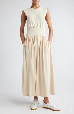 TOTEME Sleeveless Cotton Midi Dress Pearl at Nordstrom,