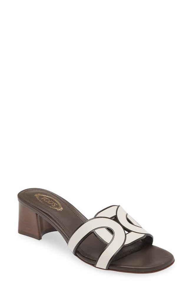 Tod's Kate Chain Detail Block Heel Slide Sandal White at Nordstrom,