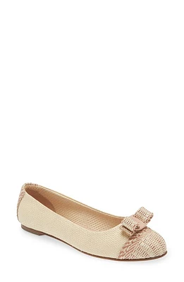 FERRAGAMO Varina Cap Toe Flat Beige/Rose at Nordstrom,