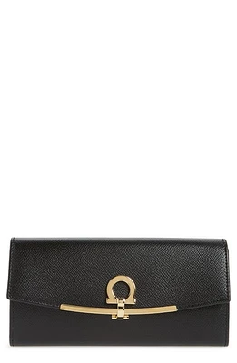 FERRAGAMO Icona Clip Continental Wallet in Nero at Nordstrom