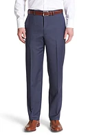 Canali Flat Front Solid Wool Trousers Blue at Nordstrom, X