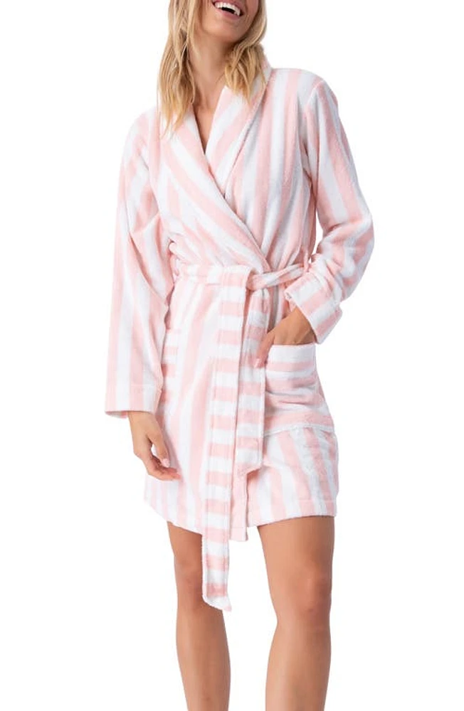 PJ Salvage Stripe Terry Cloth Robe in Pink Rose at Nordstrom, Size X-Large