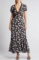 LoveShackFancy Aurelle Floral Lace Trim Maxi Dress Night Pearl at Nordstrom,