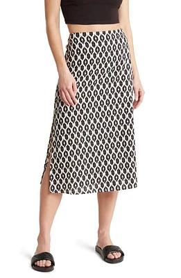 Marine Layer Ryan Print Midi Skirt Black And White Ecat at Nordstrom,