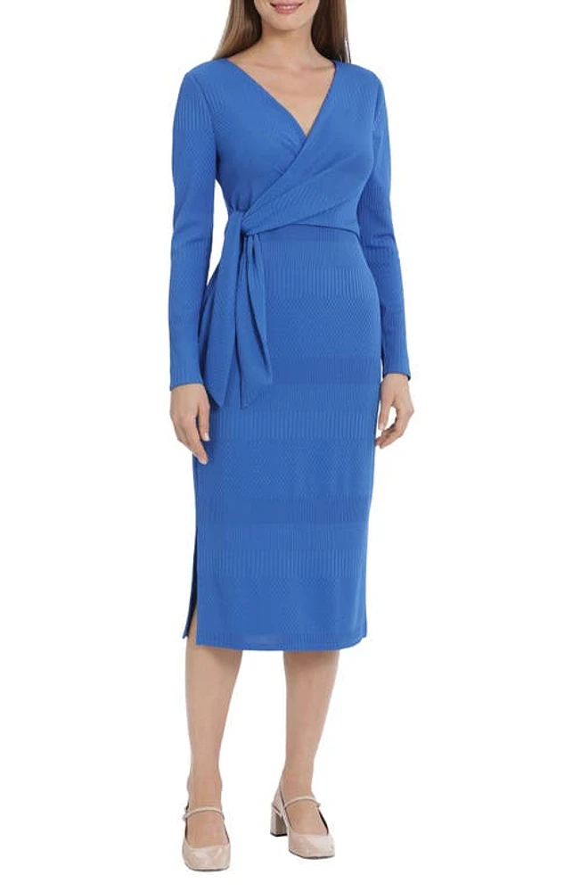 Maggy London Textured Long Sleeve Knit Midi Dress Princess Blue at Nordstrom,