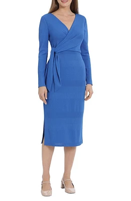 Maggy London Textured Long Sleeve Knit Midi Dress Princess Blue at Nordstrom,