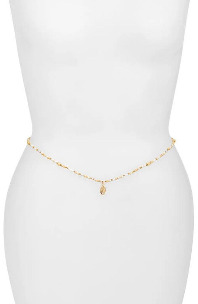 BP. Seed Bead Shell Belly Chain in White- Gold at Nordstrom