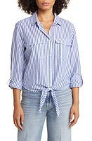 beachlunchlounge Stripe Tie Front Cotton & Modal Button-Up Shirt at Nordstrom,