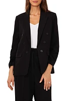 halogen(r) Scrunch Sleeve Double Breasted Blazer Rich Black at Nordstrom,