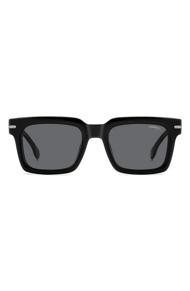 Carrera Eyewear 52mm Rectangular Sunglasses in Black/Gray Polar at Nordstrom