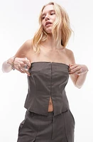 Topshop Raw Seam Strapless Corset Top Grey at Nordstrom, Us