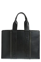 Chloé Large Woody Leather Tote in Black 001 at Nordstrom