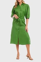 Karen Kane Puff Sleeve Linen Midi Shirtdress at Nordstrom,