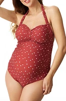 Pez D'Or Merlot Polka Dot One-Piece Maternity Swimsuit at Nordstrom, Size Medium