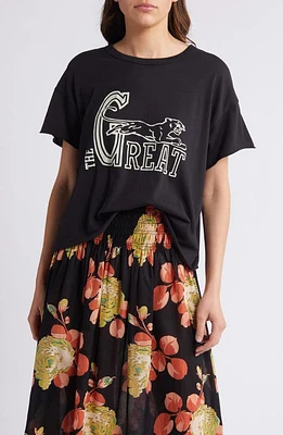 The GREAT. Boxy Panther Graphic T-Shirt Almost Black at Nordstrom,