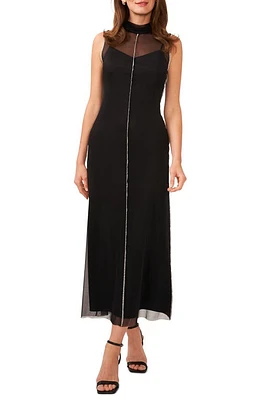 halogen(r) High Neck Sleeveless Mesh Maxi Dress Rich Black at Nordstrom,