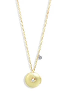 Meira T Diamond Starburst Locket Necklace in Two Toned Yellow Gold at Nordstrom, Size 18