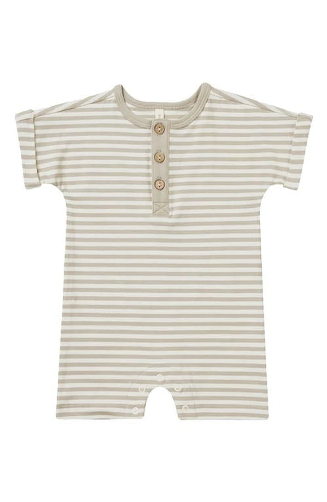 QUINCY MAE Stripe Short Sleeve Knit Romper Ash-Stripe at Nordstrom,