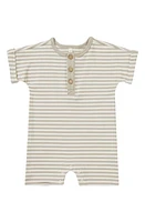 QUINCY MAE Stripe Short Sleeve Knit Romper Ash-Stripe at Nordstrom,