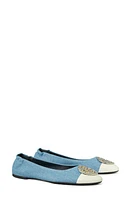 Tory Burch Claire Ballet Flat Light Denim /Blanc at Nordstrom,