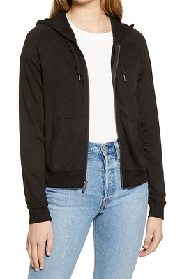 Splendid Zip-Up Hoodie in Black at Nordstrom, Size X-Small