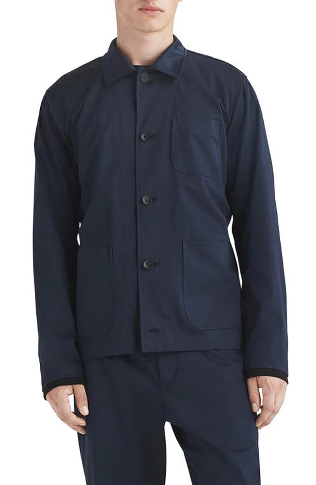 rag & bone Evan Stretch Sateen Chore Shirt Jacket Navy at Nordstrom,