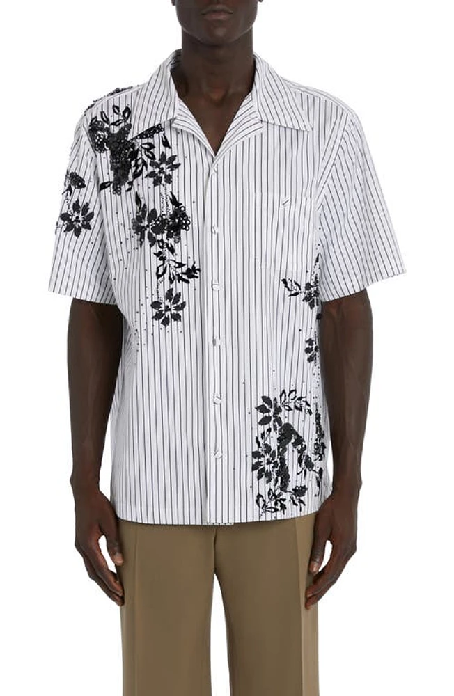 Dolce & Gabbana Floral Stripe Embellished Camp Shirt Variante Abbinata at Nordstrom, Eu