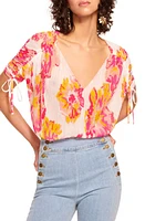 Ramy Brook Frances Floral Print Crinkle Top Pink Punch at Nordstrom,