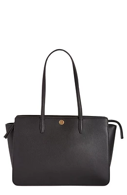 Tory Burch Robinson Leather Tote in Black/black at Nordstrom