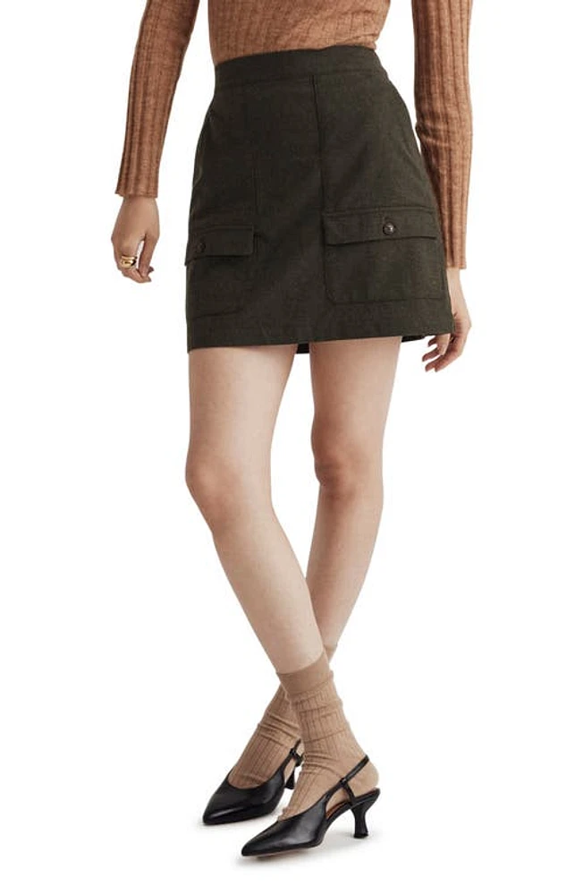 Madewell Wool-Blend Cargo Mini Skirt Green at Nordstrom,