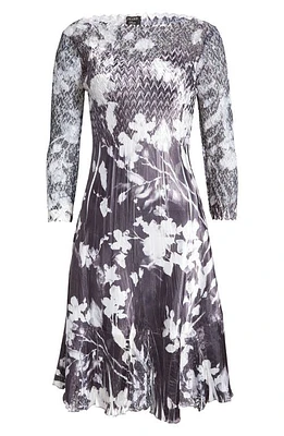 Komarov Floral Chiffon & Charmeuse Cocktail Dress Ink Vine at Nordstrom,