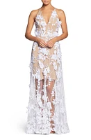 Dress the Population Sidney Deep V-Neck 3D Lace Gown at Nordstrom,