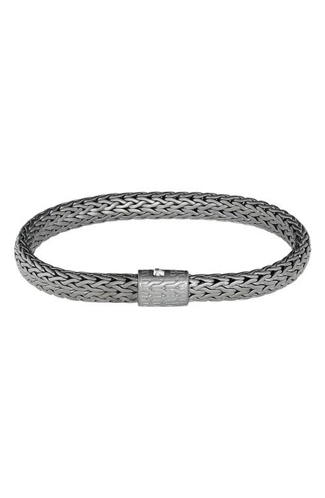 John Hardy Men's Classic Chain Black Rhodium Plate Bracelet in Silver at Nordstrom, Size Large