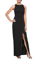 Alex Evenings Rhinestone Trim Column Gown Black at Nordstrom,