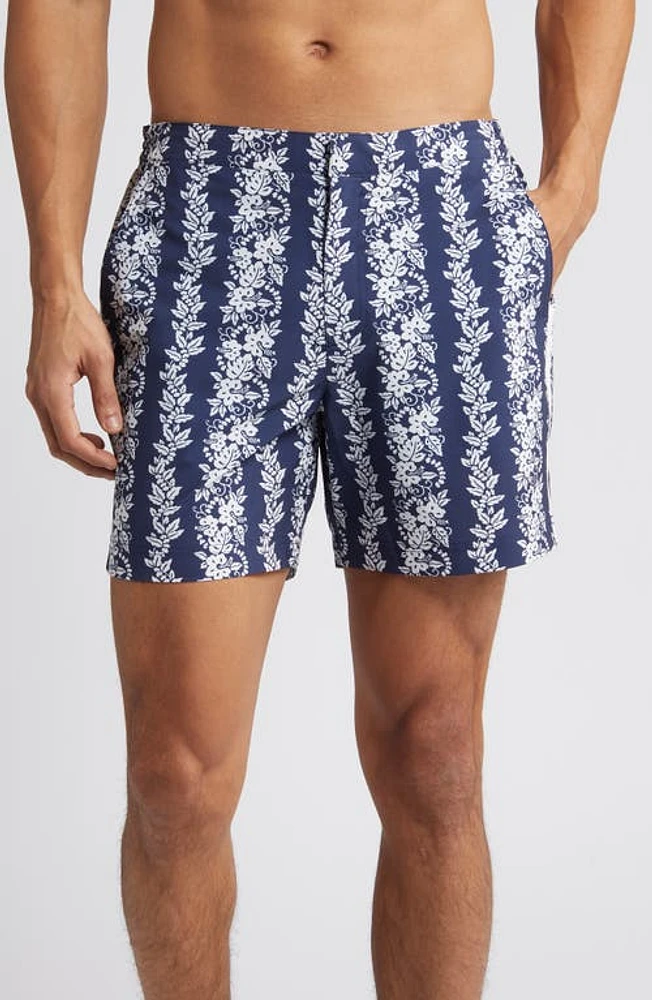 Fair Harbor The Sextant Swim Trunks Navy Tropical Bandana at Nordstrom,