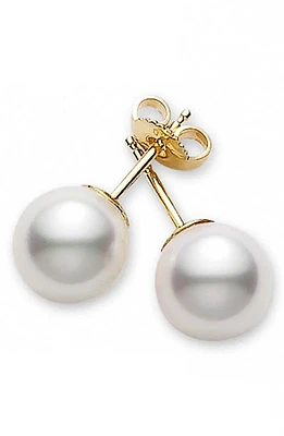 Mikimoto Akoya Pearl Stud Earrings in Yellow Gold at Nordstrom