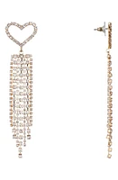 Nina Heart Fringe Earrings in Gold/White Crystal at Nordstrom