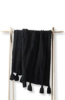 Sunday Citizen Braided Pom Pom Throw Blanket in Black at Nordstrom