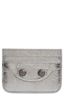 Balenciaga Le Cagole Lambskin Leather Card Holder in Silver at Nordstrom