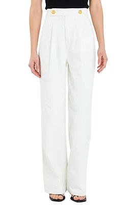 English Factory Button Detail Wide Leg Jeans Off White at Nordstrom,