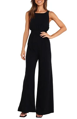 Petal & Pup Eddie Linen Blend Sleeveless Jumpsuit in Black at Nordstrom, Size 4