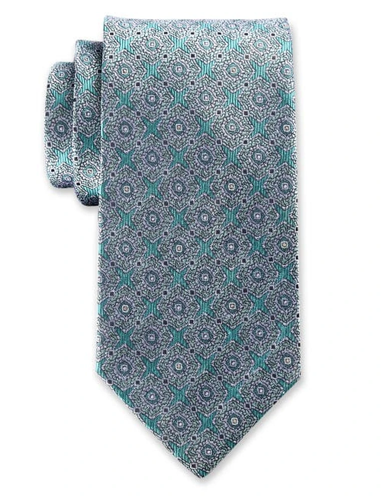 Oak Hill Premium by DXL Medallion Silk Tie in Aqua at Nordstrom