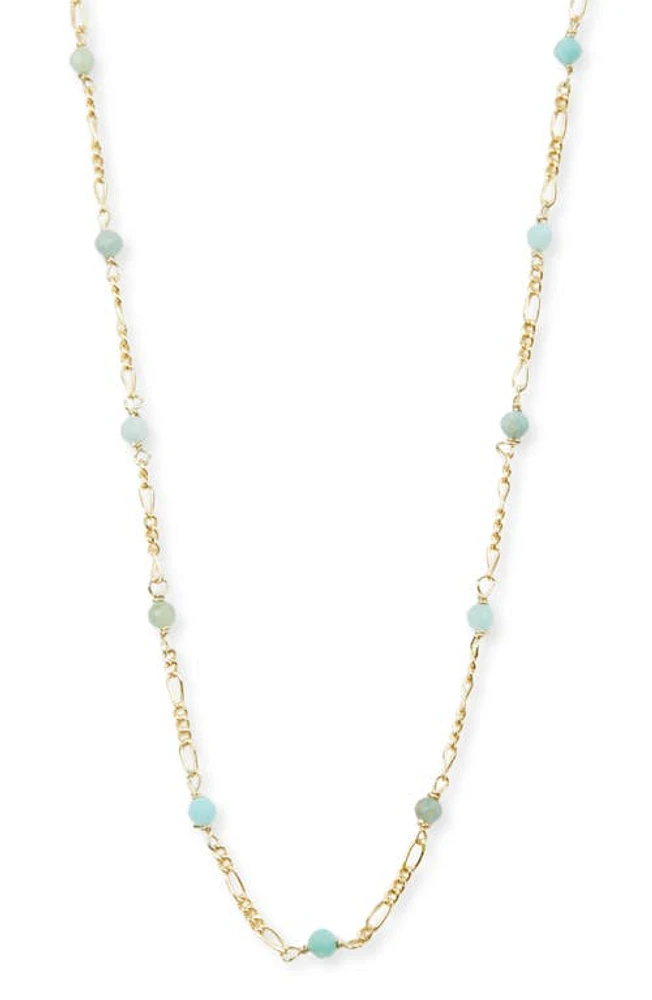 Argento Vivo Sterling Silver Amazonite Figaro Chain Necklace in Gold at Nordstrom