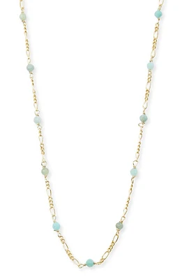 Argento Vivo Sterling Silver Amazonite Figaro Chain Necklace in Gold at Nordstrom